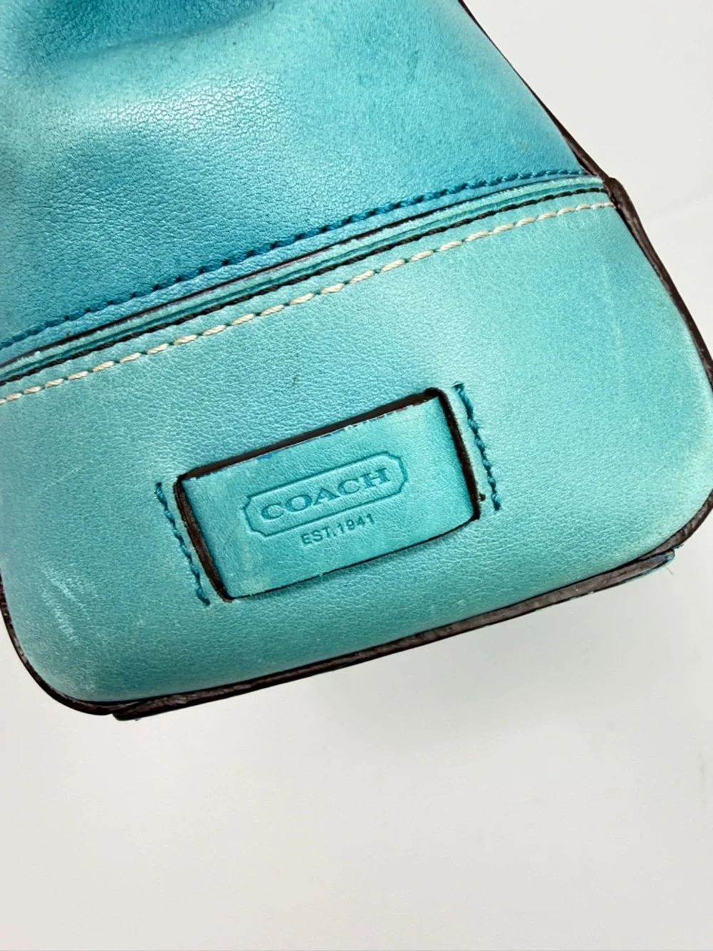 Coach Hampton Carry All Leather Satchel Handbag Turquoise Blue 11047-April 2007
